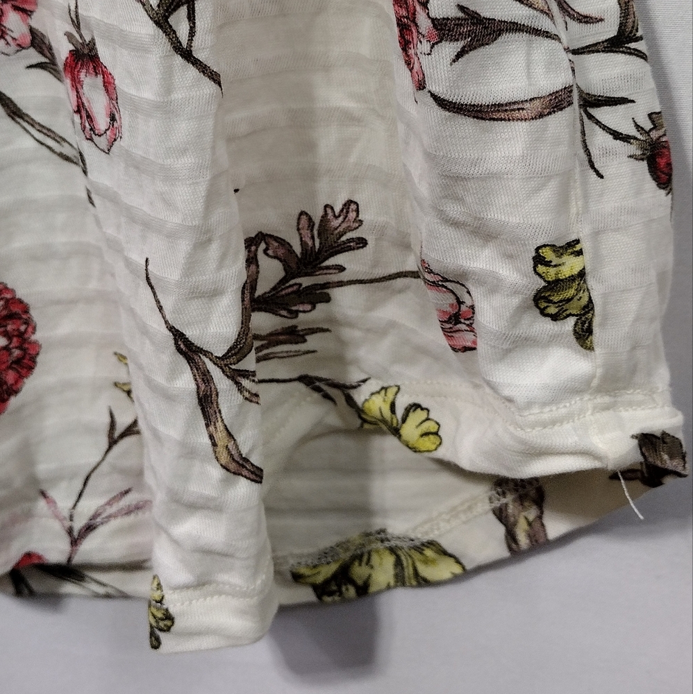 Lauren Ralph Lauren Floral Babydoll Top Women's L Cream Red Cottagecore Peasant - Picture 4 of 8